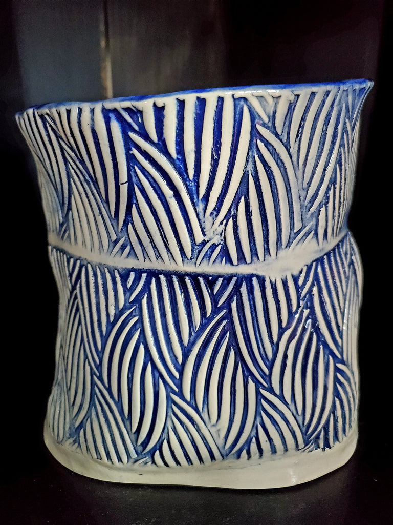 JRN - Dark Denim Basket Vase