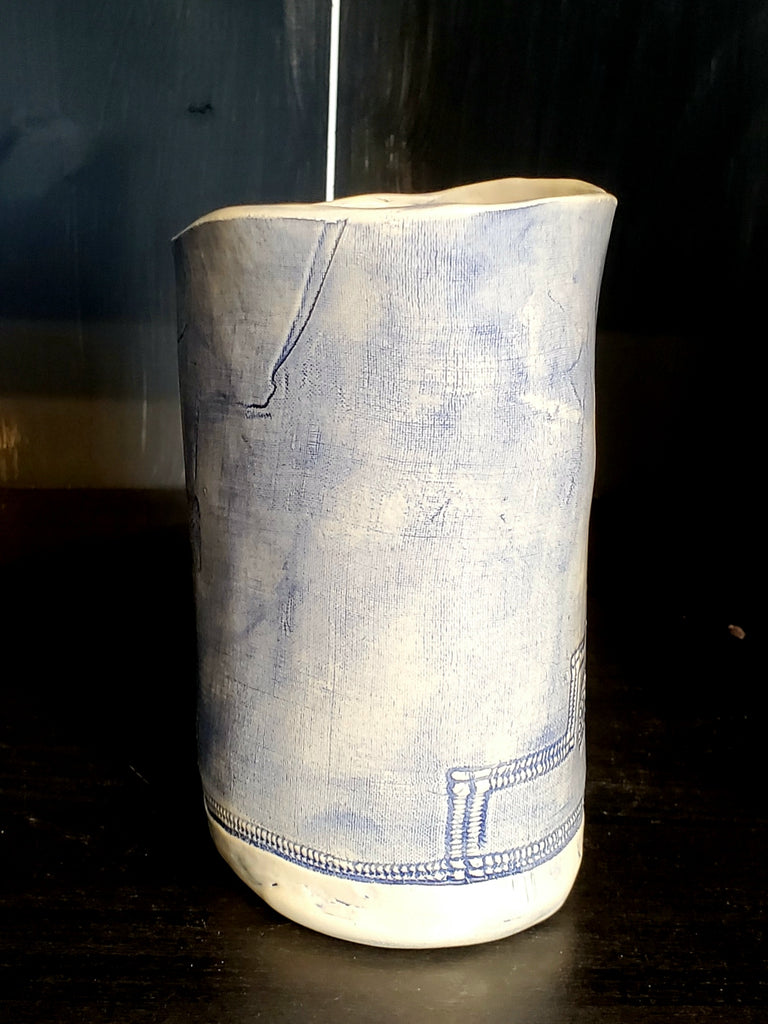 JRN - Vintage Blue Cut Out Vase
