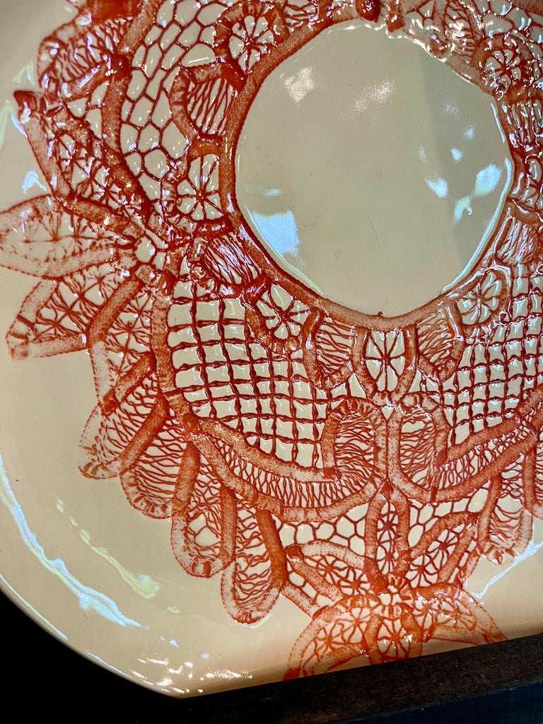 JRN Pottery - Orange Neck Lace Platter