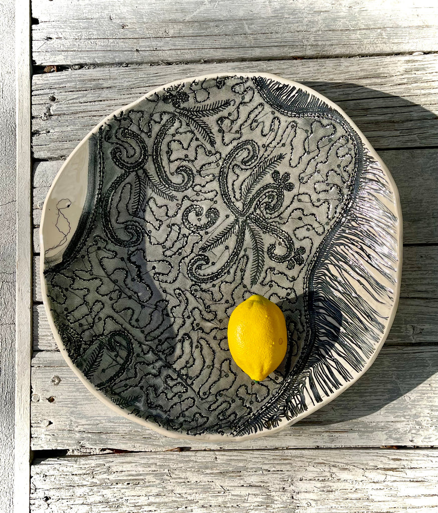JRN Pottery- Black Shawl Bowl